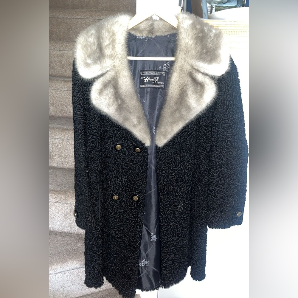Vintage Persian Lamb coat with Mink fur Trim